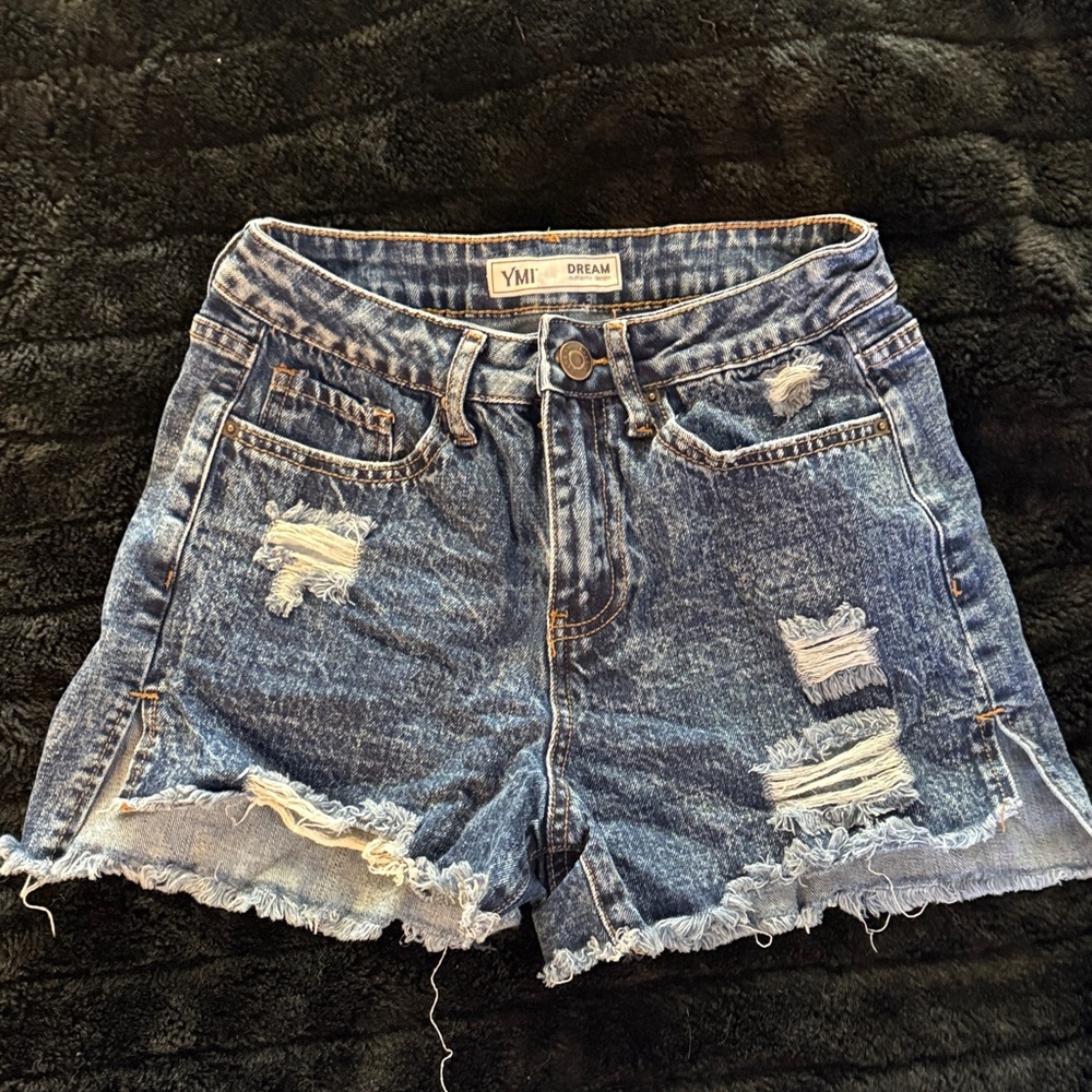 YMI Blue Distressed Jean Shorts